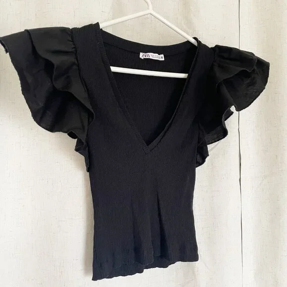 Zara black ribbed top - Picture 5 of 7